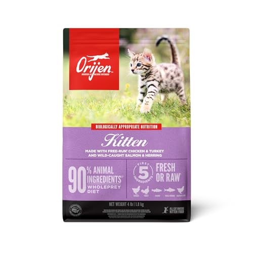 ORIJEN Grain Free High Protein Premium Dry Cat Food Kitten Recipe 4lb Bag