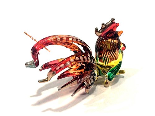 Handmade Mini Red Tail Chicken Blown Glass Art Bird Animal Figurines Figures Ornament Miniature Cool Stuff Gift Ideas For Anniversary Birthday Wedding Home Room Garden Table Decor No.2 - Model 2018 #TOP6