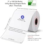 Papier pour imprimante de cuisine Star SP700 (24 rouleaux) 3 po x 150' 1 pli bond (non thermique) Papier de reçu pour caisse enregistreuse POS pour TMU200 SRP275 de 3000LABELS DIRECT