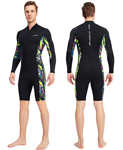 Men's One Piece 1.5Mm Neoprene Wetsuit Long Sleeve Warm Dive Skins Sun Protection Upf 50+ Swimsuit Rashguard For Surfing Snorkeling Diving Surfing Sailing Kayakling Canoeing #TOP1