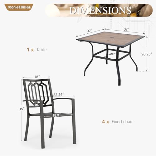 Image of Sophia & William Patio Dining Set for 6 with 13ft Double-Sided Umbrella