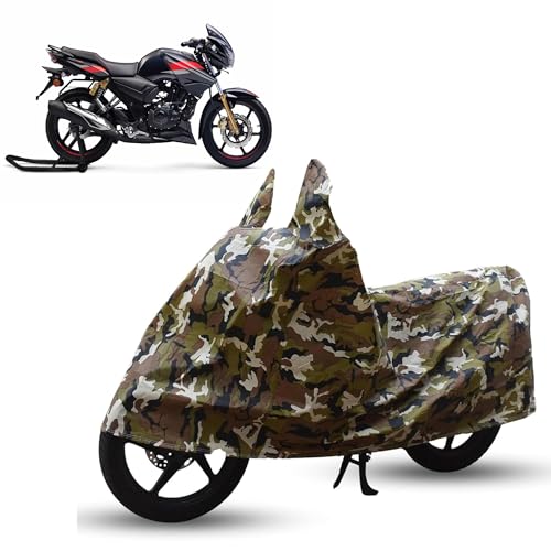 Image of Sulfar Bike Cover for TVS Apache (RTR 160 2V) | Waterproof, Dustproof & UV Protected | All Weather Two Wheeler Cover (Army Green) New 2026 Variants