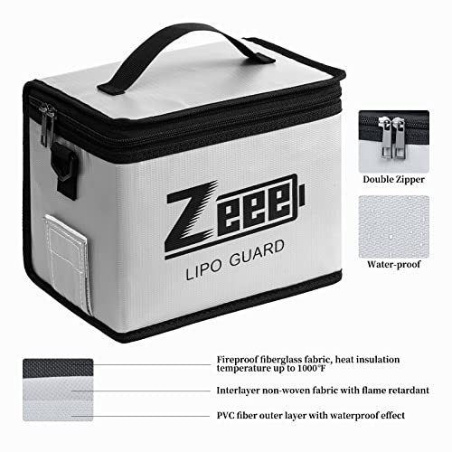 Zeee Fabric Lipo Battery Fireproof Explosionproof Bag Large Capacity Lipo Battery Storage Guard Safe Pouch For Charge & Storage, Kid, White