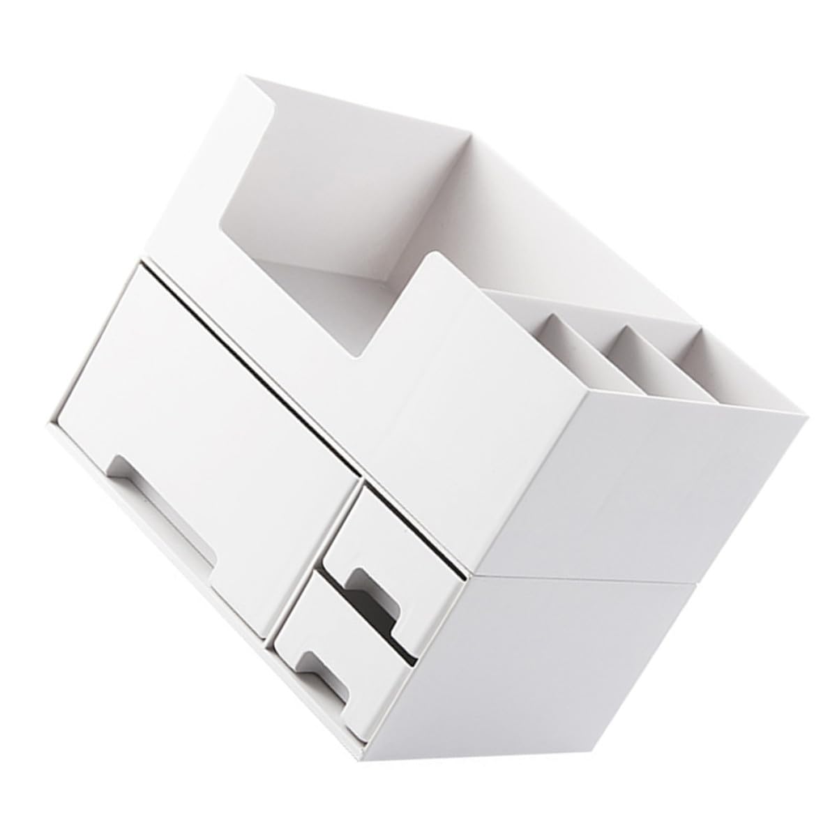 Organizer Cosmetici Trasparente Doppio Strato e Scatola Porta Oggetti per Trucco e Gioielli, Contenitore da Scrivania per Bagno e Ufficio