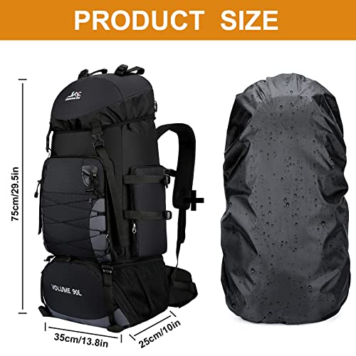 90L Camping Travel Backpack With Rain Cover Lightweight Travel Daypack For Climbing Camping Touring #TOP2