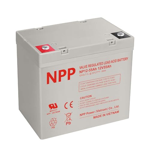 NPP 12V 55Ah SLA AGM Rechargeable Battery with T14(M6) Terminal,