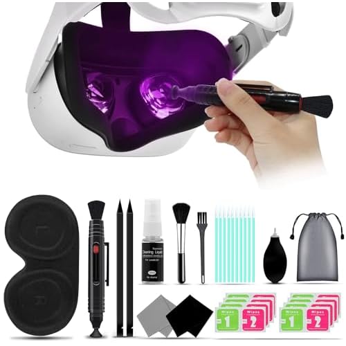 VR Headset Cleaning Kit with Lens Protector Cover Compatible with Vision Pro/Quest 3 - Lens Pen Cleaner Kit for VR Headset/Xbox/Camera - VR Cleaning kit - Protect Lens from Sunlight, Scratches, Dust