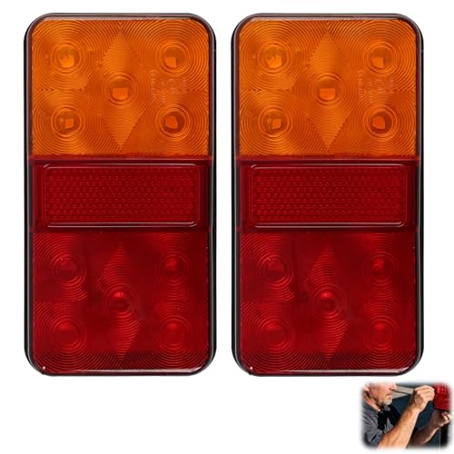 Image of Xevtrak 2pcs 12V LED Rear Tail Lights Waterproof Multifunctional Universal, Trailer Lights with High Visibility 30W, Lorry Accessories Indicator Lamp for Caravans, Trucks, Boats, Tractors