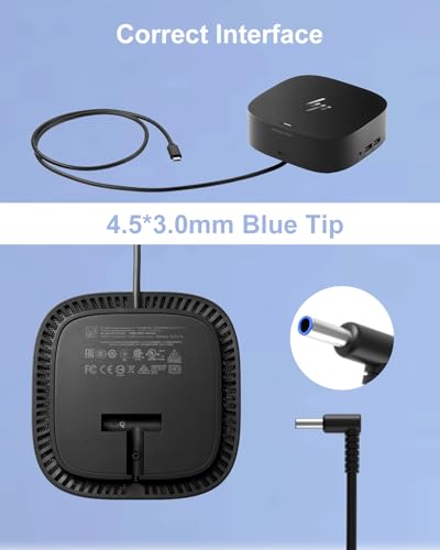 Image of 120W Charger Compatible with HP 710415-001 L41856-001 G5 5TW10UT 5TW10AA 5TW10UT#ABA Universal Dock G2 5TW13AA Envy 15 17 Series Omen 15-5000 5100 5200 USB-C Power Supply Adapter Cord