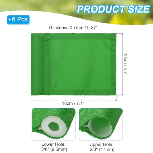 PATIKIL 7 x 5 Zoll Golf Flagge, 6 Stück 420D Nylon Mini Garten Pin Flaggen Tragbare Zielflagge mit eingesetztem Rohr für den Innen- und Außenbereich, Grün