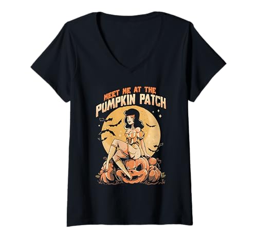 Womens Meet Me at The Pumpkin Patch V-Neck T-Shirt
