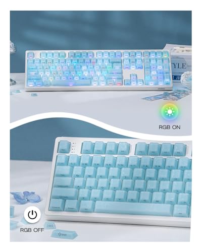 Image of EPOMAKER Frost Jelly Keycaps Set, 126 Keys Forged Carbon Fiber Keycaps | Cherry Profile, ABS+PC, MX-Style Compatible for 61 /68 /84 /87 /98 /100 /104 /108 ANSI Layout Mechanical Gaming Keyboards (Blue)