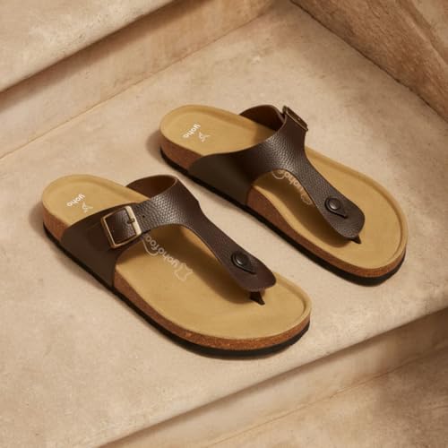 Image of YOHO Sandals for Men | Leather Thong Sandals with Cork Footbed for Daily Wear- SDL