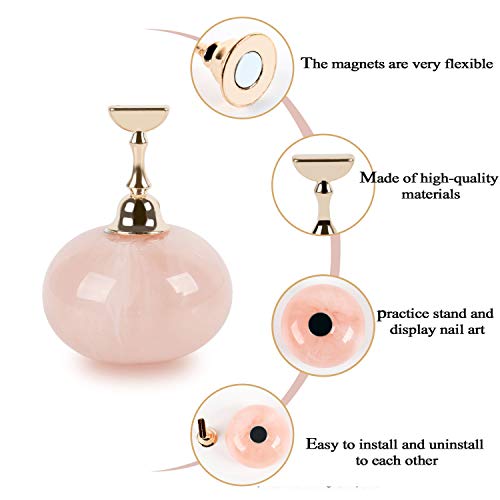 Angnya Nail Tips Stand Holders Magnetic Alloy Oval Practice Stand Base Nail Art Display Manicure Tool (Pink) #TOP6