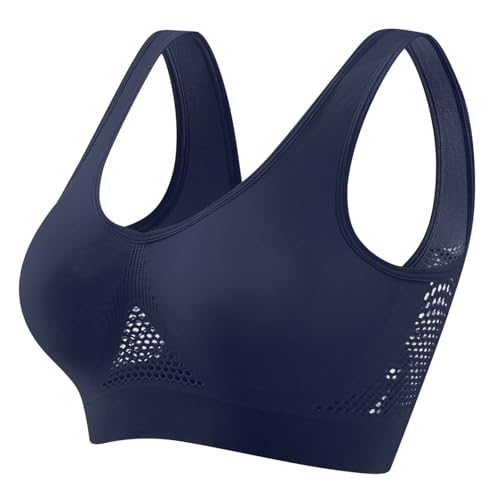 FPMLUXLL Sports Bras for Women High Support Yoga Gym Workout Plus Size Bra Seamless Longline Push Up Tank Top Bralettes Navy