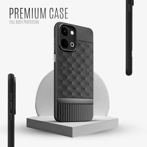 Image of Back Cover for Vivo Y51 Pro 5G Camera Protection 3D Hexa Cube Design Silicone Protective Bumper Back Case for Vivo Y51 Pro 5G - Black