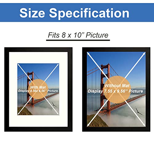 8X10 Picture Frame Picture Frames Set Of 2 Display Pictures 5X7 With Mat Or 8X10 Without Mat Real Glass And Composite Wood For Wall Or Tabletop Display Pre-Installed Wall Mounting Hardware Black #TOP5