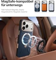 TORRAS Ostand Q3 VegSkin für iPhone 17 Pro Hülle (Nachhaltig Silikonleder) (360° Magnetischer Unsichtbarer Ständer) Premium Haptik Langlebig Hülle iPhone 17 Pro Case Edle Lederstruktur Blau – Ansicht 5