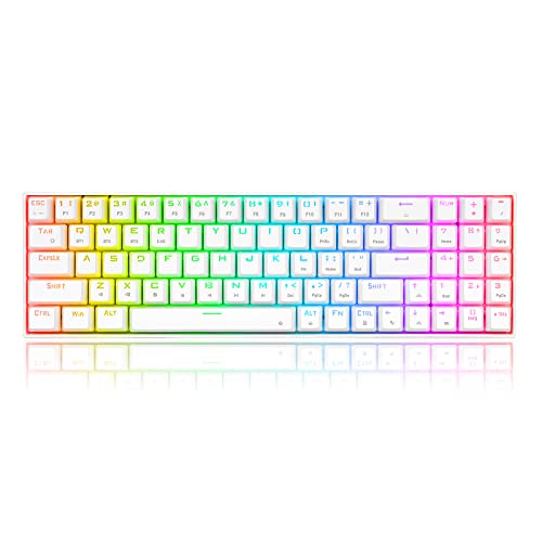 Redragon K627 Pro Mechanical Gaming Keyboard Rgb Led Backlit 78 Key Wired/Wireless 2.4G And Bluetooth With Anti-Dust Brown Switches For Pc Gamers (White) #TOP1