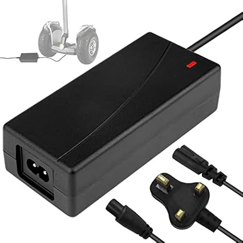 Electric Scooter Charger - 42V 2A Hoverboard Charger Scooter Charger, UK Universal Charger 3 Pin with LED Indicator, Power Adapter for Electric Self-Balancing Scooter, Drifting Board, Electric Bike Cover