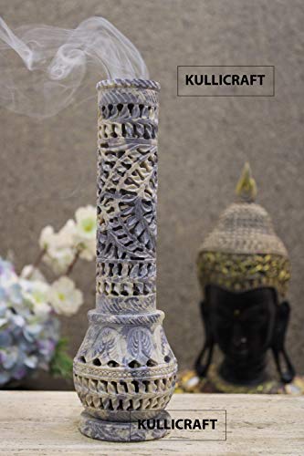 Image of Marble Carving Agarbatti Stand, Combo | Soapstone Hand-Carved, Incense Burner Holder, Ash Catcher for Incense Sticks, Spiritual Decor for Puja Room