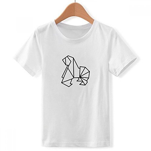 T-shirt blanc origamis chien pour garçon en taille XL