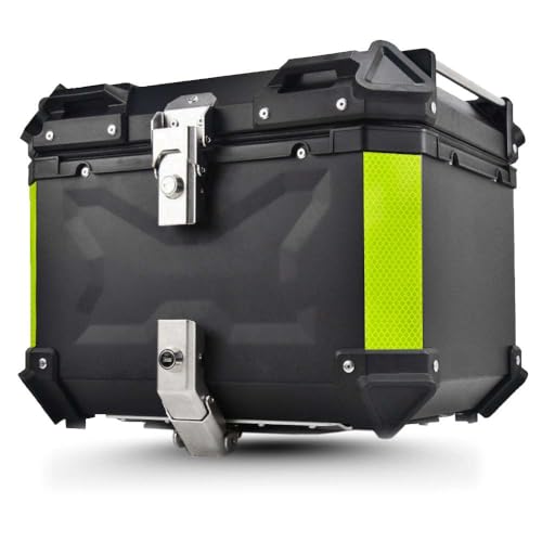 Generico BAULETTO MOTO SCOOTER 45LTR NERO EFFETTO ALLUMINIO CON PIASTRA