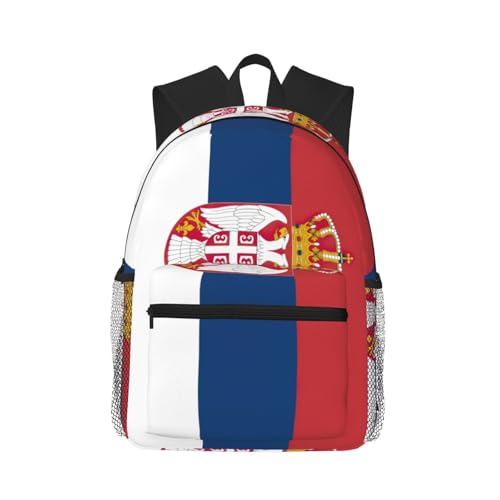 Sac à dos portable 15,7 pouces noir avec drapeau serbe pour PC