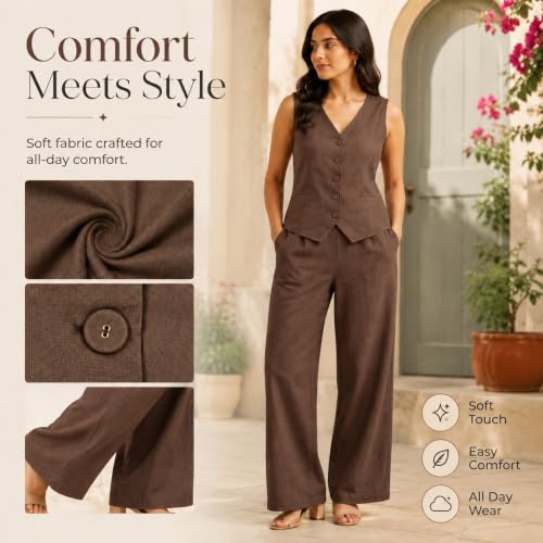 Image of Women Cotton Blend Western Co-Ord Set | Stylish Top & Pant Set for Women | Dress For Womens | Casual High Waist Solid Pant Outfit