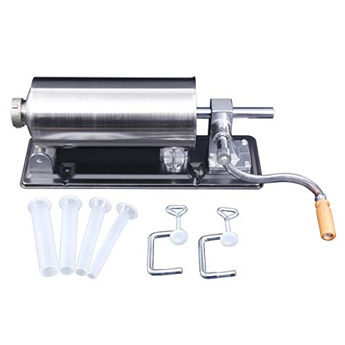TRY-YEAN 4,8L Máquina Salchichas de Acero Inoxidable, Máquina Embutidor de Salchichas, con 3 Tubos de Llenado para Hogar Fiesta ideal para hacer sabrosas salchichas y albóndiga