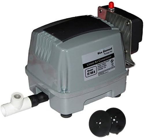 Blue Diamond ETA 80 Septic Air Pump w/Free Lo Pressure Alarm & Back Pressure Safety Valve (Maximizes Aerator Service Life) Free Extra Diaphragms