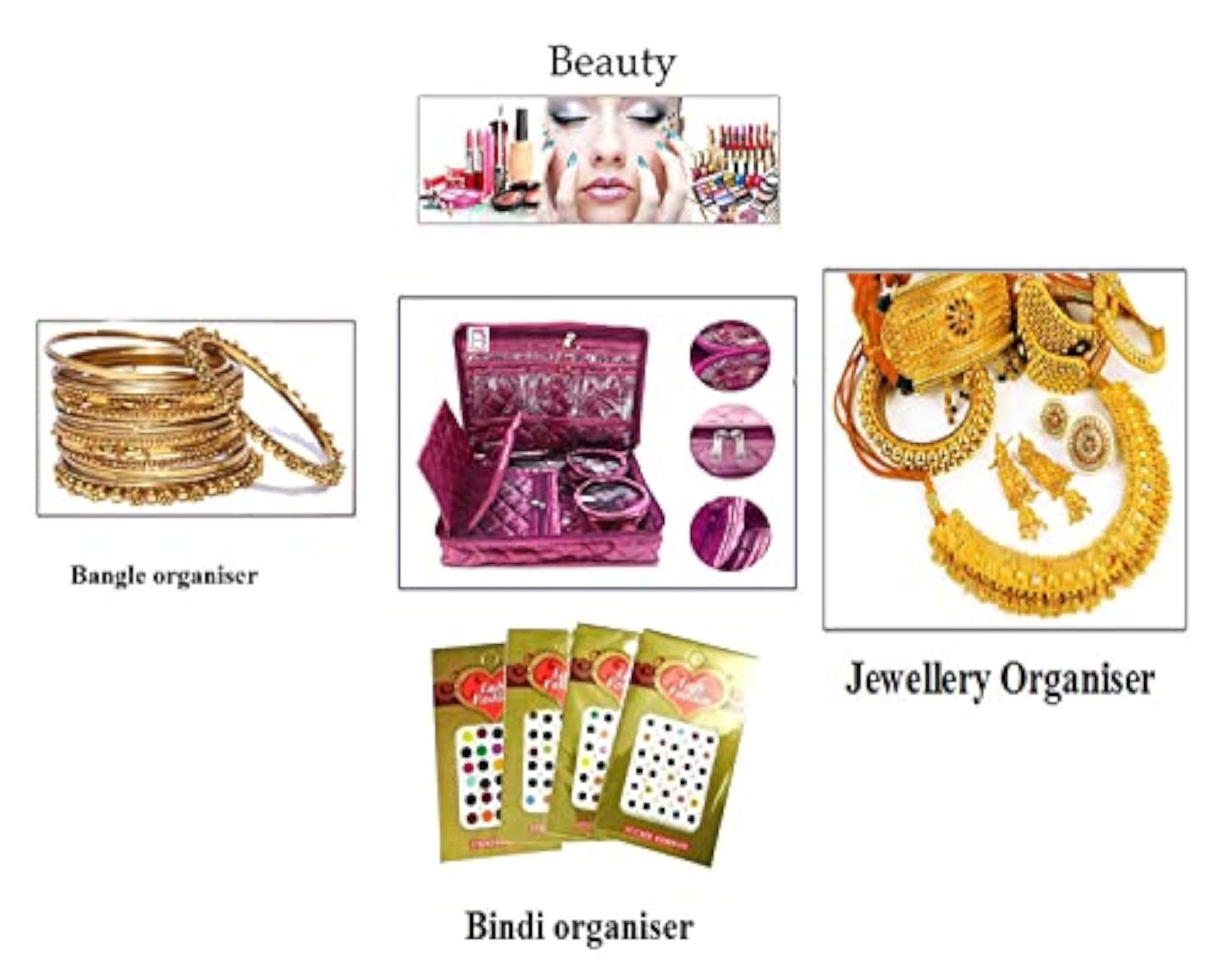 Combo Bangle Chain Necklace Jewelry Pouch, Elegant Organizer