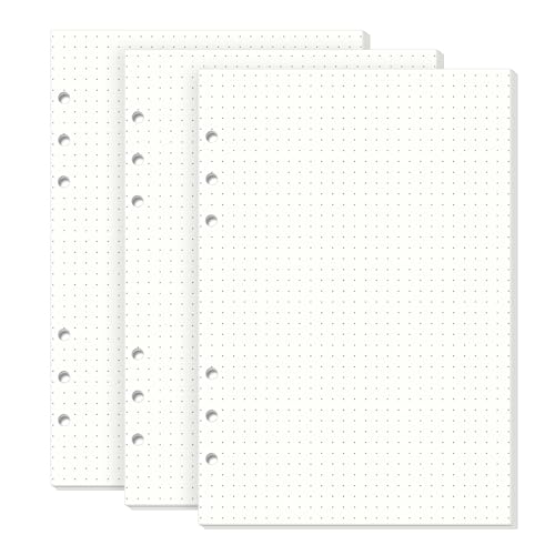 SKYDUE A5 Papier Gepunktet,135 Blätter A5 Ringbuch Nachfüllbar, Ringbucheinlagen A5 Gepunktet 21x14.2cm, A5 Papier Für 6-Loch Ringbücher, Ringbucheinlagen A5 Für A5 Ringbuch