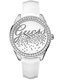 Weiß Leder uhrenarmband Reloj guess SRA COR.ESF.bl.bis.circ. Damen Uhr analog Quarzwerk mit Leder Armband W60006L1
