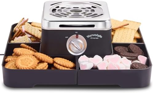 Electric Smores Maker - Indoor Smores Kit with 4 Detachable Trays, 4 Stainless Steel Forks - Flameless Smores Maker Tabletop Indoor Kit (Black) — view 8