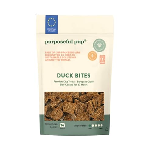 Purposeful Pup Duck Bites Dog Treats 5oz | Single Ingredient, European Quality, Grain-Free Rawhide Alternative | Novel Protein Training Rewards for for Small, Medium & Large Dogs