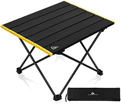 iClimb Ultralight Compact Camping Alu. Folding Table with Carry Bag, Two Size (Black - S)