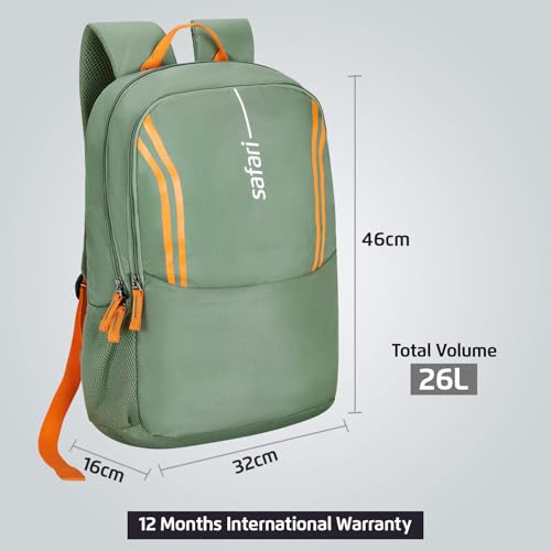 Image of Safari Flash Neo 26L Casual Printed Backpack, 2 compartments, bottle holder, Front pocket, school bag for boys and girls, college, office, travel for men and women, Color- Sage