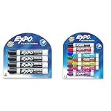 EXPO Low Odor Dry Erase Markers Chisel Tip Set, Black and Assorted Colors, 16 Count