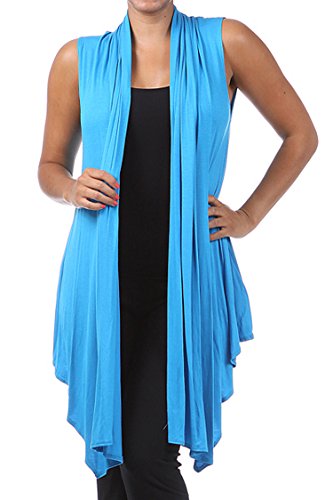 Womens Plus Size Waterfall Open Front Draped Sleeveless Cardigan Vest