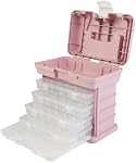 Boîte à outils portative - Organisateur de petites pièces avec tiroirs et compartiments personnalisables pour le matériel, la pêche, perles ou artisanat par Stalwart (Rose)