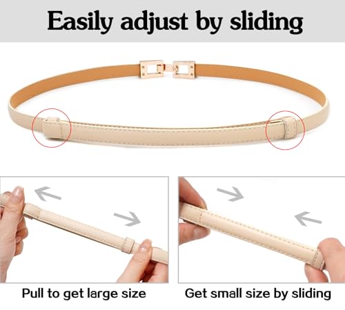 Women Skinny Belts Thin PU Leather Waist Belts with Gold Buckle for Dresses4