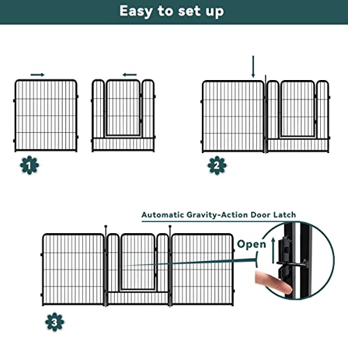 Fxw Decorative Garden Metal Fence Temporary Animal Barrier For Yard, 7 Panels+1 Gate, 18'(L)×32"(H), Black #TOP4