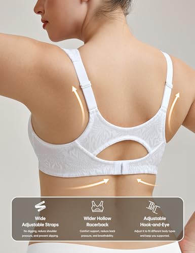 Image of Wingslove Women's Front Closure Minimizer Bra Full Coverage Wirefree Comfort Plus Size Racerback Jacquard Non Padded