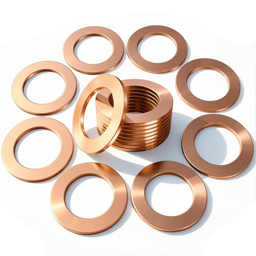 15 PCS Dcoecue Oil Drain Plug Gasket Washer, M14 Copper Crush Washers, Compatible with Mercedes OEM PN 007603-014106, Leak-Free Drain Plug Gaskets for Automotive Maintenance