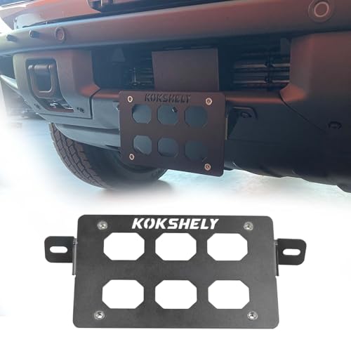 Image of Metal License Plate Compatible with 2021-2025 Ford Bronco | OEM Steel Front Bumper | Easy Installation | No Drilling Required| Keeps Grille Open