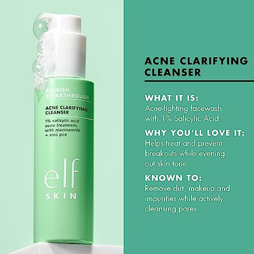 E.l.f. Skin Blemish Breakthrough Acne Clarifying Cleanser, Facial Cleanser For Fighting Blemishes, Infused With Salicylic Acid, Vegan & Cruelty-Free #TOP2