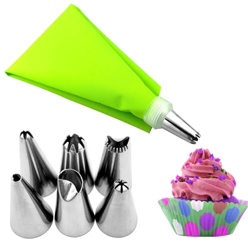 Tubazioni – Kit per tubazioni | Set di ugelli per tubazioni in acciaio inox – glassa e sacchetto da pasticceria, kit di decorazione per torte, forniture per la casa con accoppiatore per cupcake