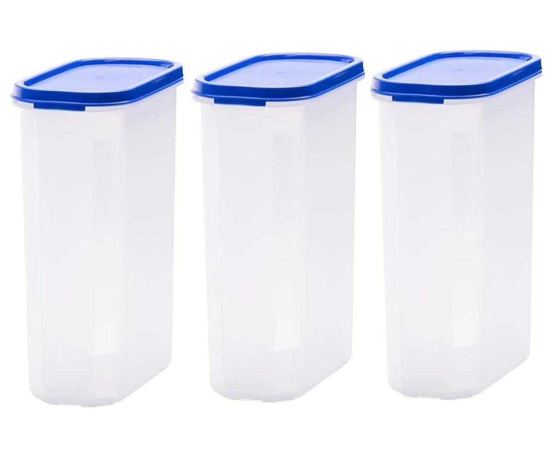 BSITFOW glory storiage box plasticc see-through kitchen food stiorage containers home Storage & organization stackable box unbreakable multi Stoirage boxx plain airtight 3 pcs (Blue)-image-2