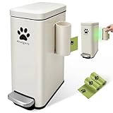Picture of Dog Poop Trash Can Outside with Magnetic Bag Dispenser-Metal Dog Waste Container Odor Control- Rust Proof& Waterproof-Outdoor Waste Trash Can with Lid-Garbage Can&Foot Pedal-Pet Poop Bucket Soft Close